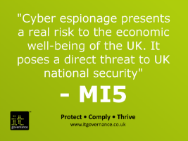 Cyber espionage presents a real risk to the economic well-being of the UK. It poses a direct threat to UK national security
