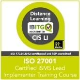 Certified ISO 27001 ISMS Lead Implementer Distance Learning training course
